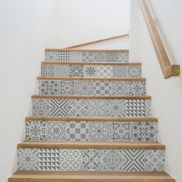 vinilo adhesivo para escalones de escalera de estilo floral moderno